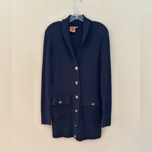 Tory Burch Navy Wool Cardigan